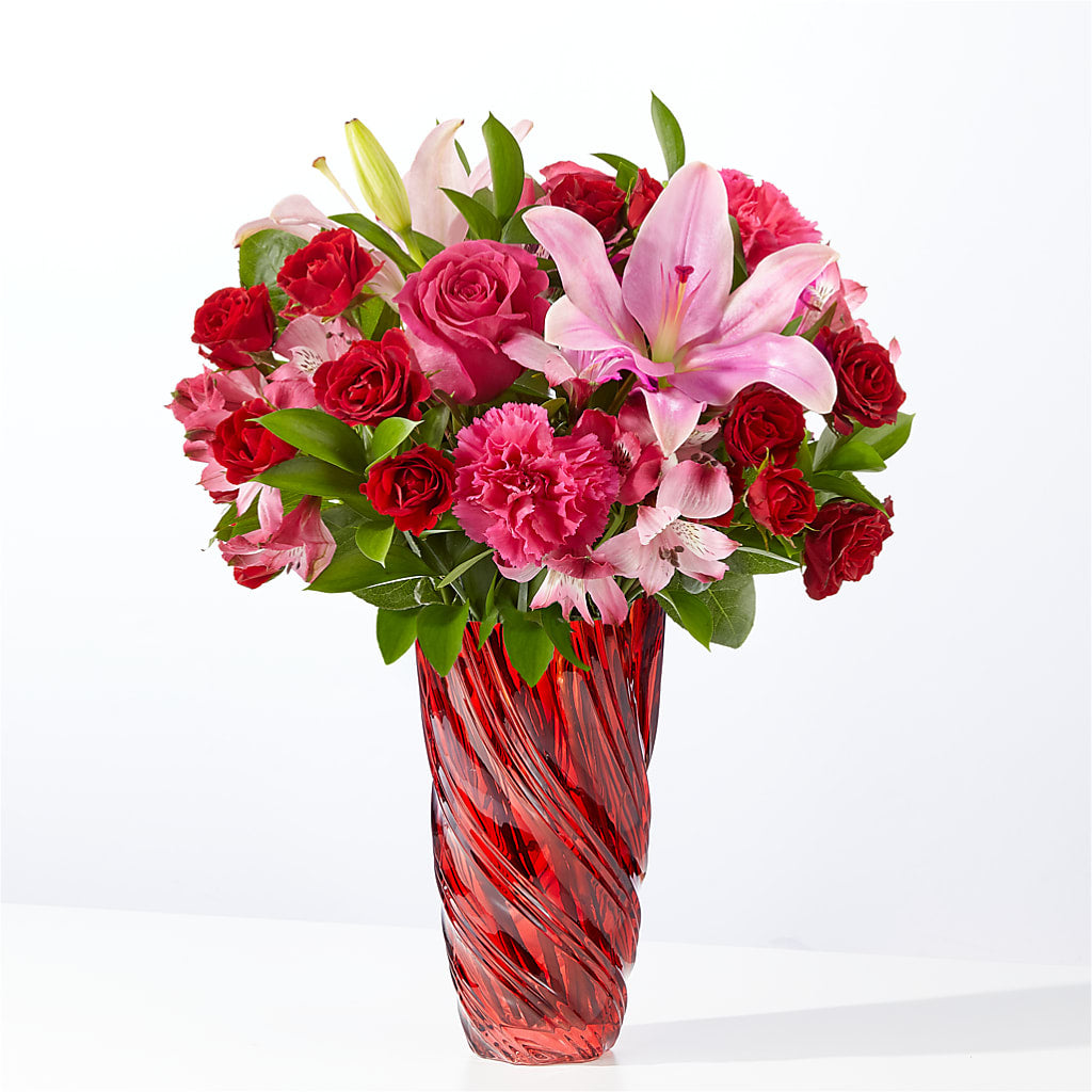 In Love Bouquet with Luxe Swirl Vase – AMCS FLOWERS & PERSONAL SERVICES LLC, Chesapeake VA