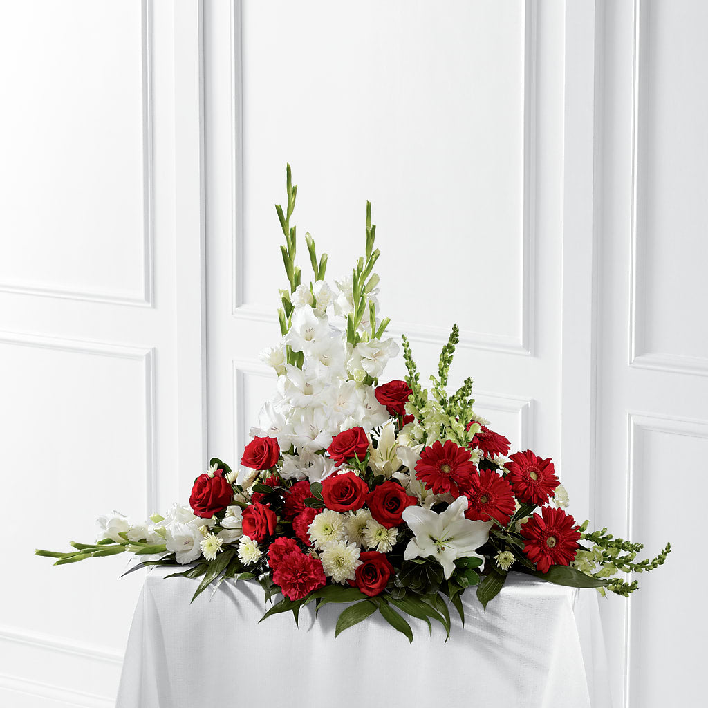 Crimson & White Arrangement – AMCS FLOWERS & PERSONAL SERVICES LLC, Chesapeake VA