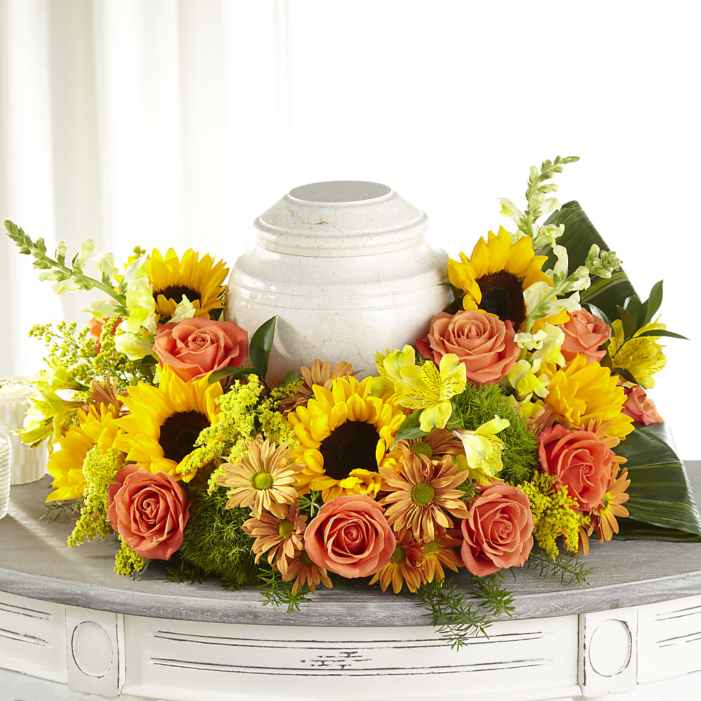 Faithful Sunflower Cremation Adornment – AMCS FLOWERS & PERSONAL SERVICES LLC, Chesapeake VA