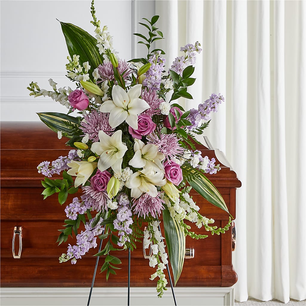 Grateful Hearts Standing Spray – AMCS FLOWERS & PERSONAL SERVICES LLC, Chesapeake VA