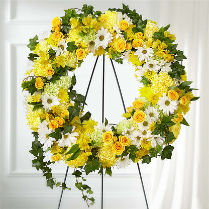 Golden Remembrance Wreath – AMCS FLOWERS & PERSONAL SERVICES LLC, Chesapeake VA
