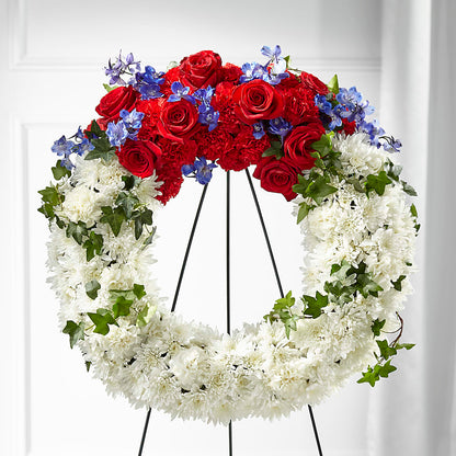Patriotic Passion Wreath – AMCS FLOWERS & PERSONAL SERVICES LLC, Chesapeake VA
