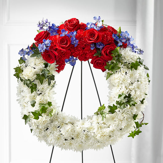 Patriotic Passion Wreath – AMCS FLOWERS & PERSONAL SERVICES LLC, Chesapeake VA