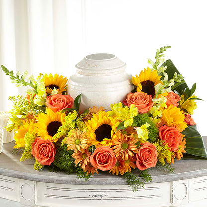 Faithful Sunflower Cremation Adornment – AMCS FLOWERS & PERSONAL SERVICES LLC, Chesapeake VA