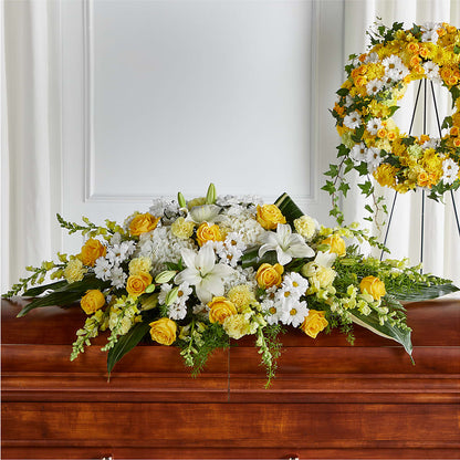 Golden Harmony Casket Spray – AMCS FLOWERS & PERSONAL SERVICES LLC, Chesapeake VA