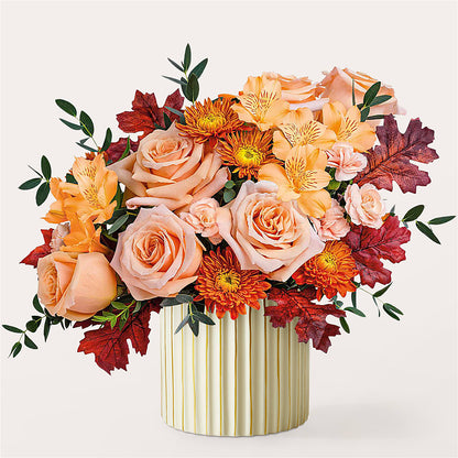 Spiced Latte Bouquet with Ivory Vase – AMCS FLOWERS & PERSONAL SERVICES LLC, Chesapeake VA