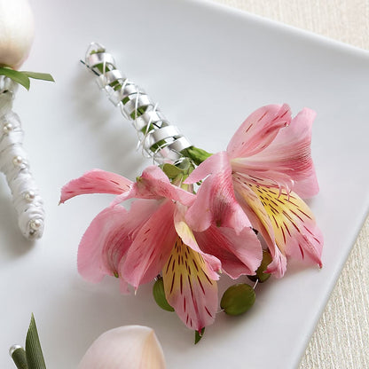Pink Peruvian Lily Boutonniere – AMCS FLOWERS & PERSONAL SERVICES LLC, Chesapeake VA