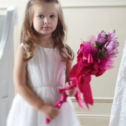 Sparkle Pink Flower Girl Bouquet – AMCS FLOWERS & PERSONAL SERVICES LLC, Chesapeake VA