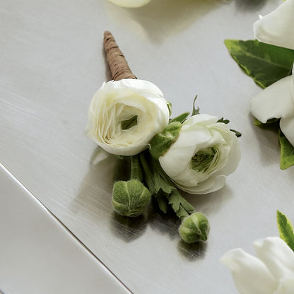 White Ranunculus Boutonniere – AMCS FLOWERS & PERSONAL SERVICES LLC, Chesapeake VA