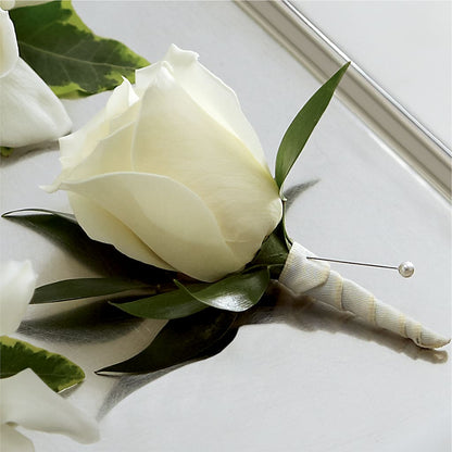 White Rose Boutonniere – AMCS FLOWERS & PERSONAL SERVICES LLC, Chesapeake VA