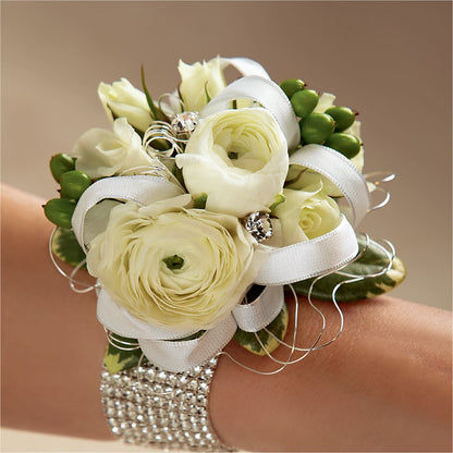 White Wedding Corsage – AMCS FLOWERS & PERSONAL SERVICES LLC, Chesapeake VA